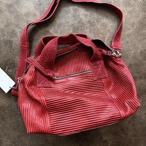 Daniella LeHavi Red Leather Embossed Satchel Bag